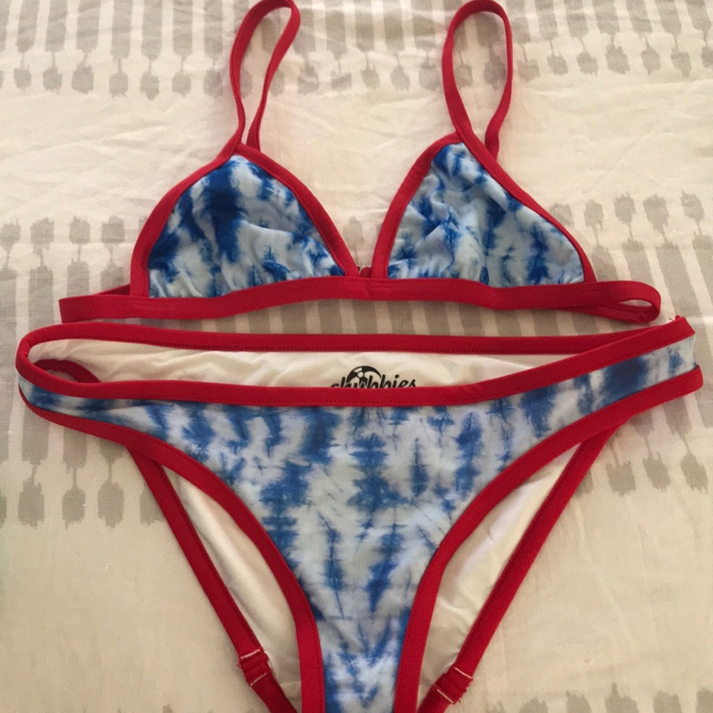NEW Chubbies red, white & blue tie die bikini